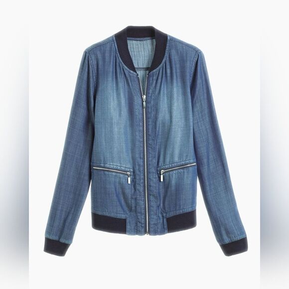 Chico’s Blue Zenergy Bomber Jacket Size 1 (Medium) - Picture 2 of 9